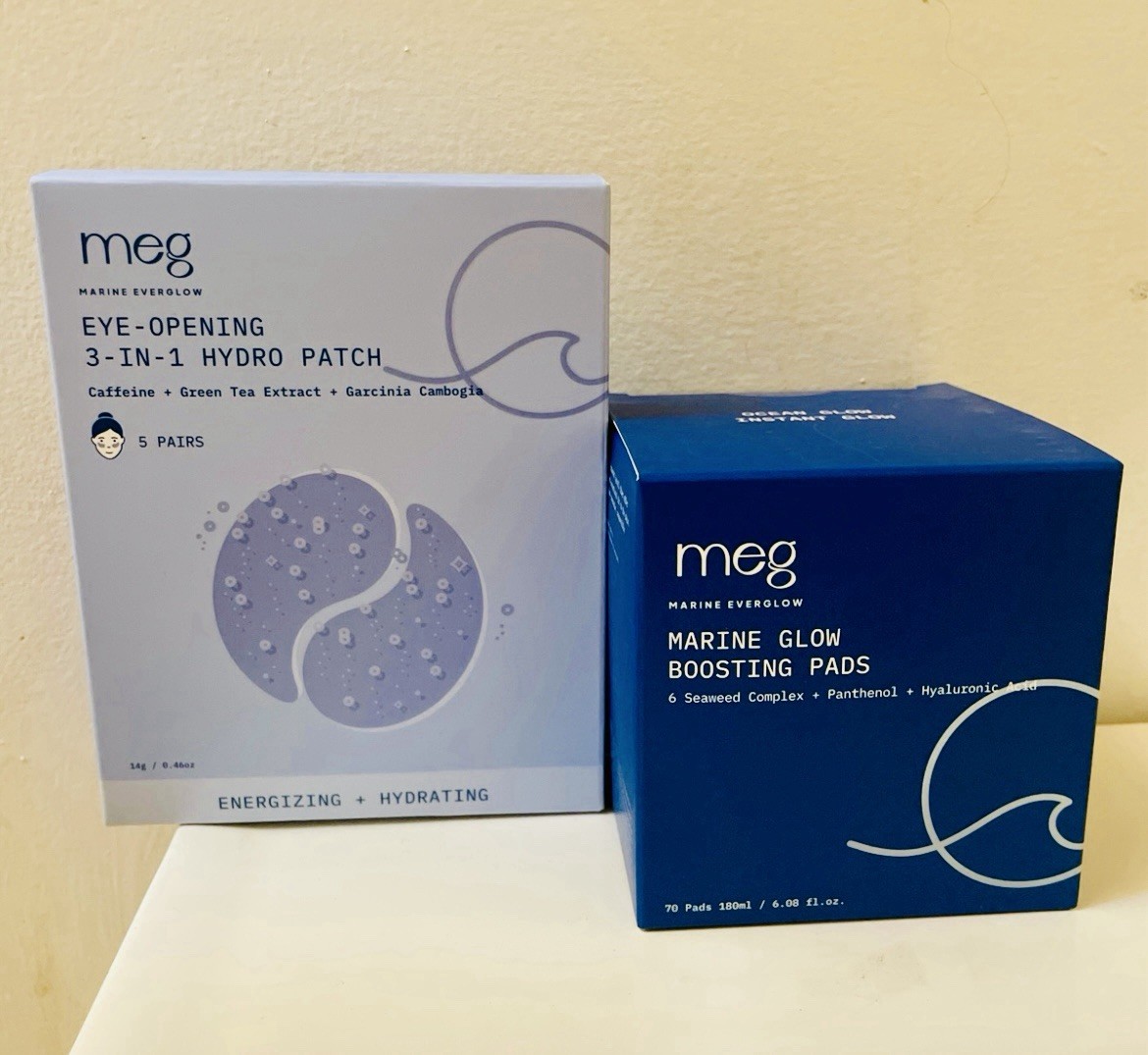 MEG Marine Everglow Skincare Bundle Eye Hydro Patch + Glow Boosting Pads NEW