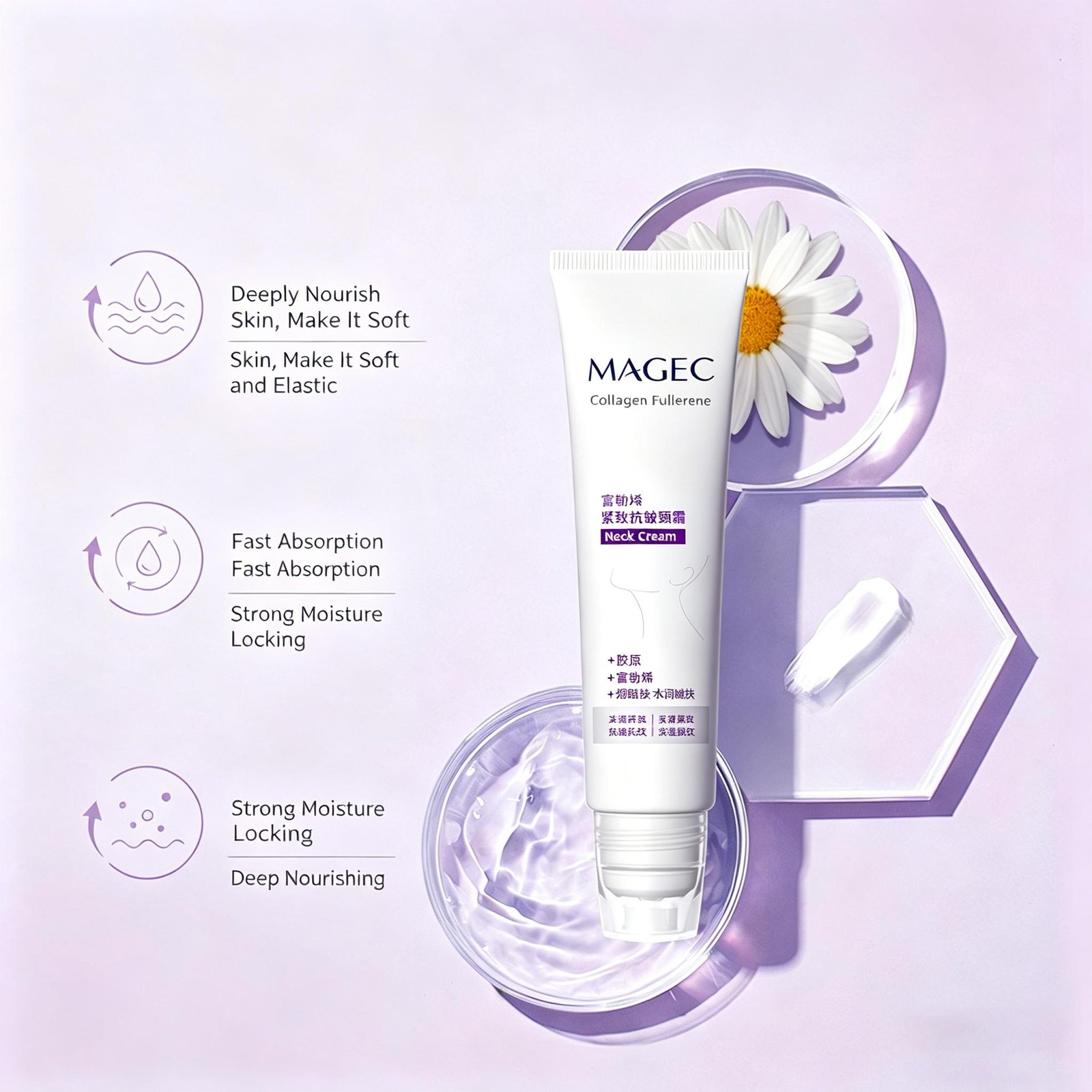 5PCS Magec Collagen Fullerene Neck Cream – Neck Skincare with Collagen