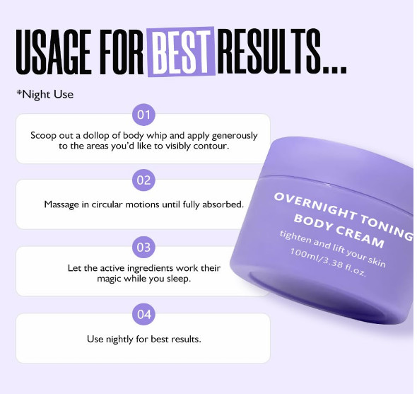 Sea-Maid Overnight Toning Body Firming Cream Anti Wrinkle Whip 3.38oz/100ml New