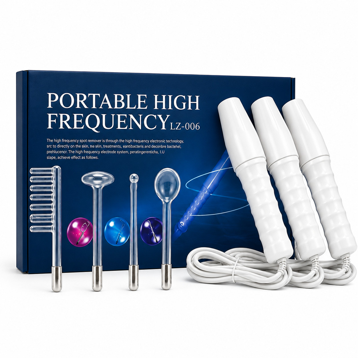 High Frequency Facial Wand Machine Anti Aging Acne Hair Care Set 3 Pack