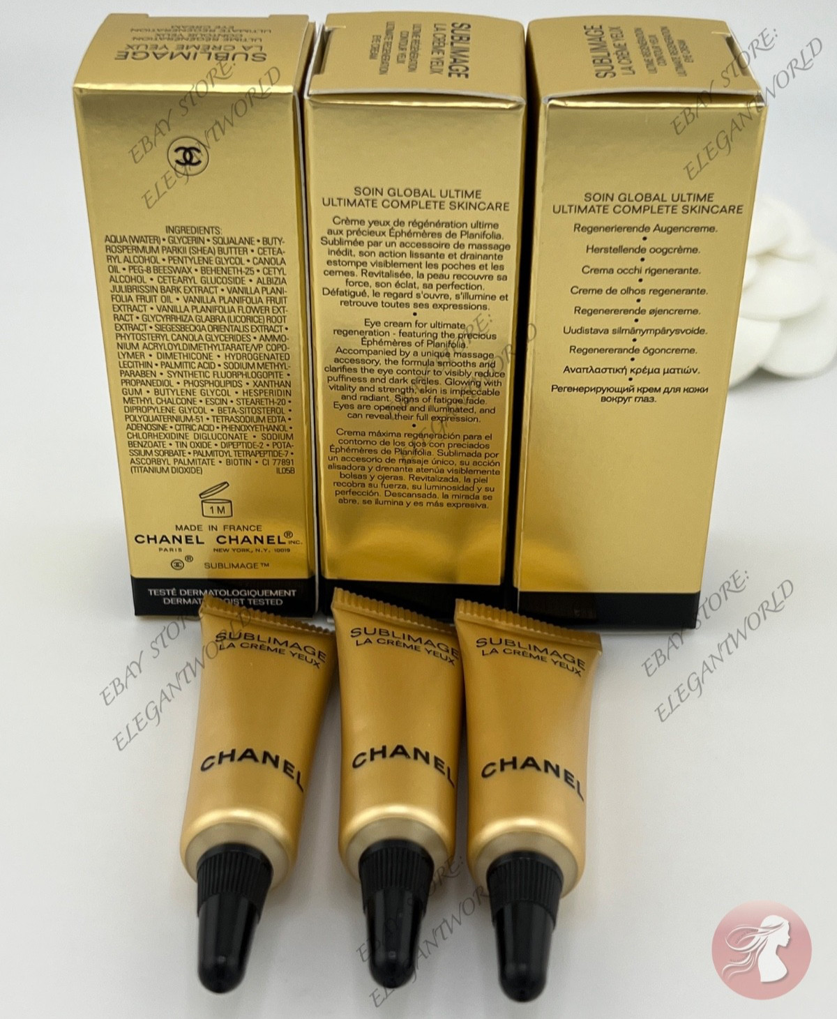 3 X Chanel SUBLIMAGE LA CREME YEUX Ultimate Regeneration EYE CREAM 3ml / 0.1 oz