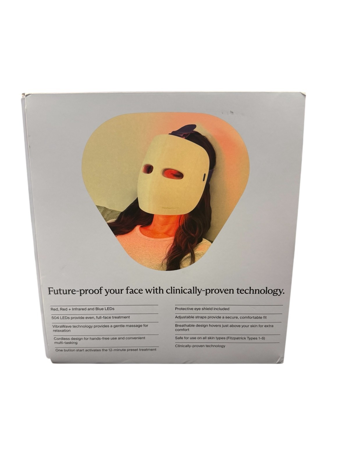 Therabody TheraFace Mask Glo Clinically Proven Red, Infrared & Blue LED openbox