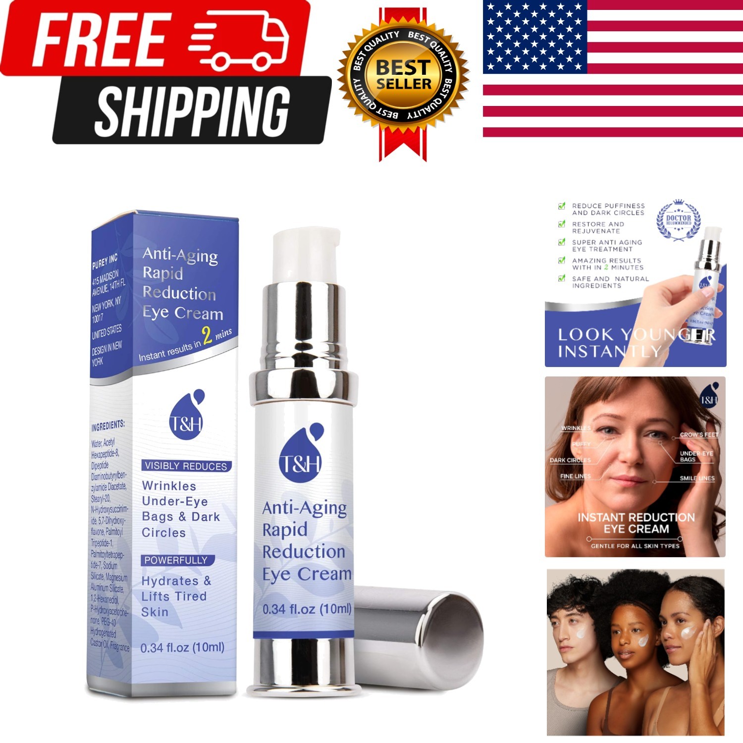 Anti-Aging Rapid Reduction Under-Eye Cream, Visibly and Instantly Reduces Wri…