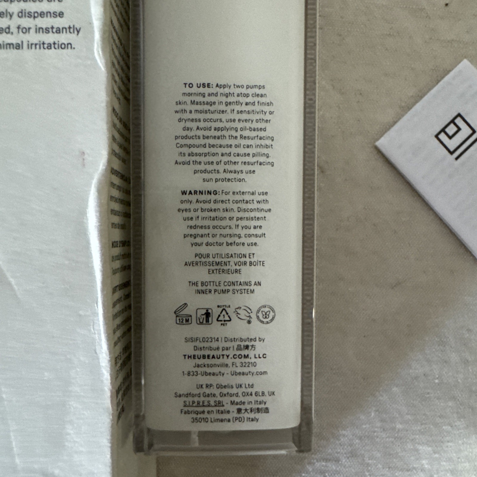U Beauty Resurfacing Compound 1.7OZ / 50ml New Open Box