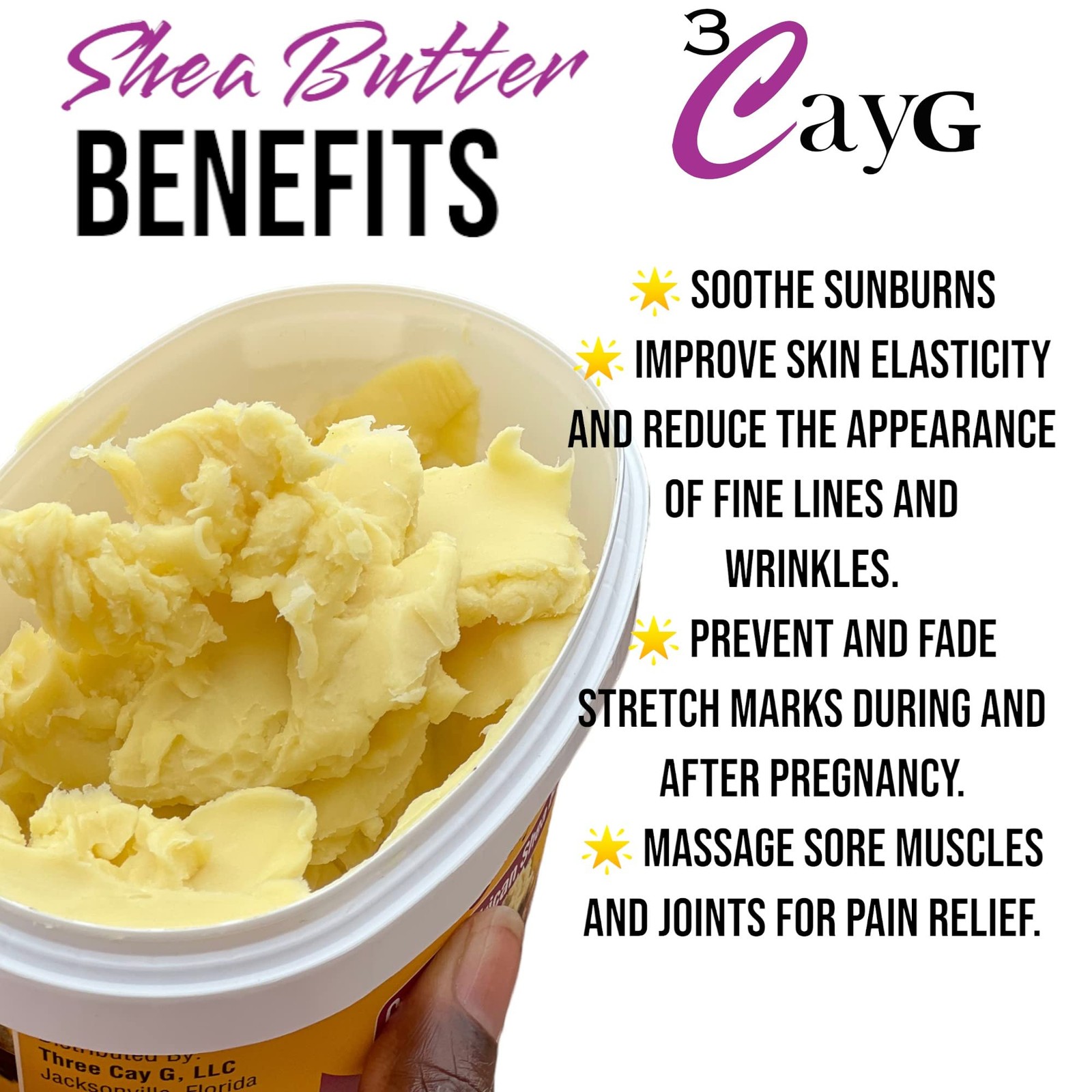 3Cayg 1 Lb Unrefined Shea Butter For Hair Skin And Nails
