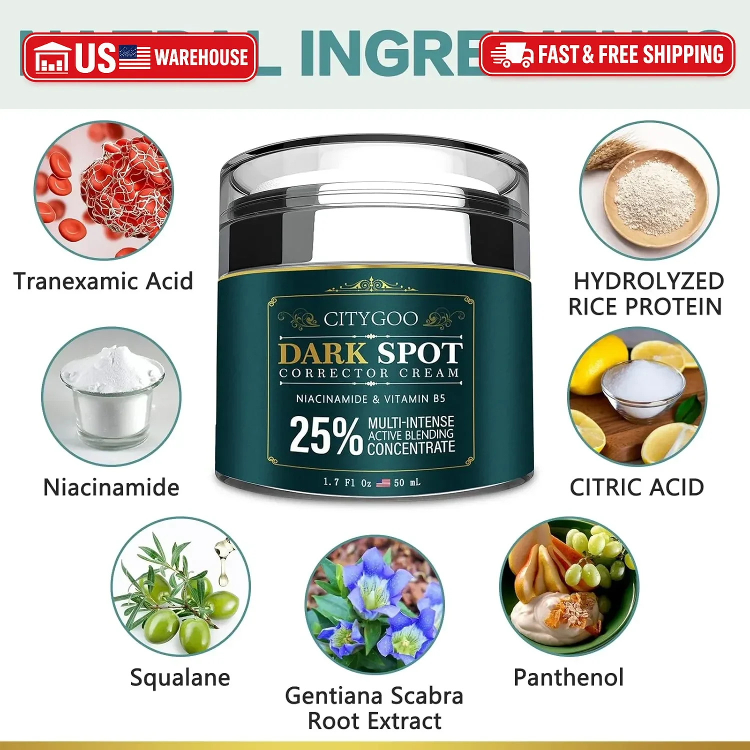 CITYGOO Dark Spot Remover for Face: Dark Spot Corrector Cream – Enriching Skin C