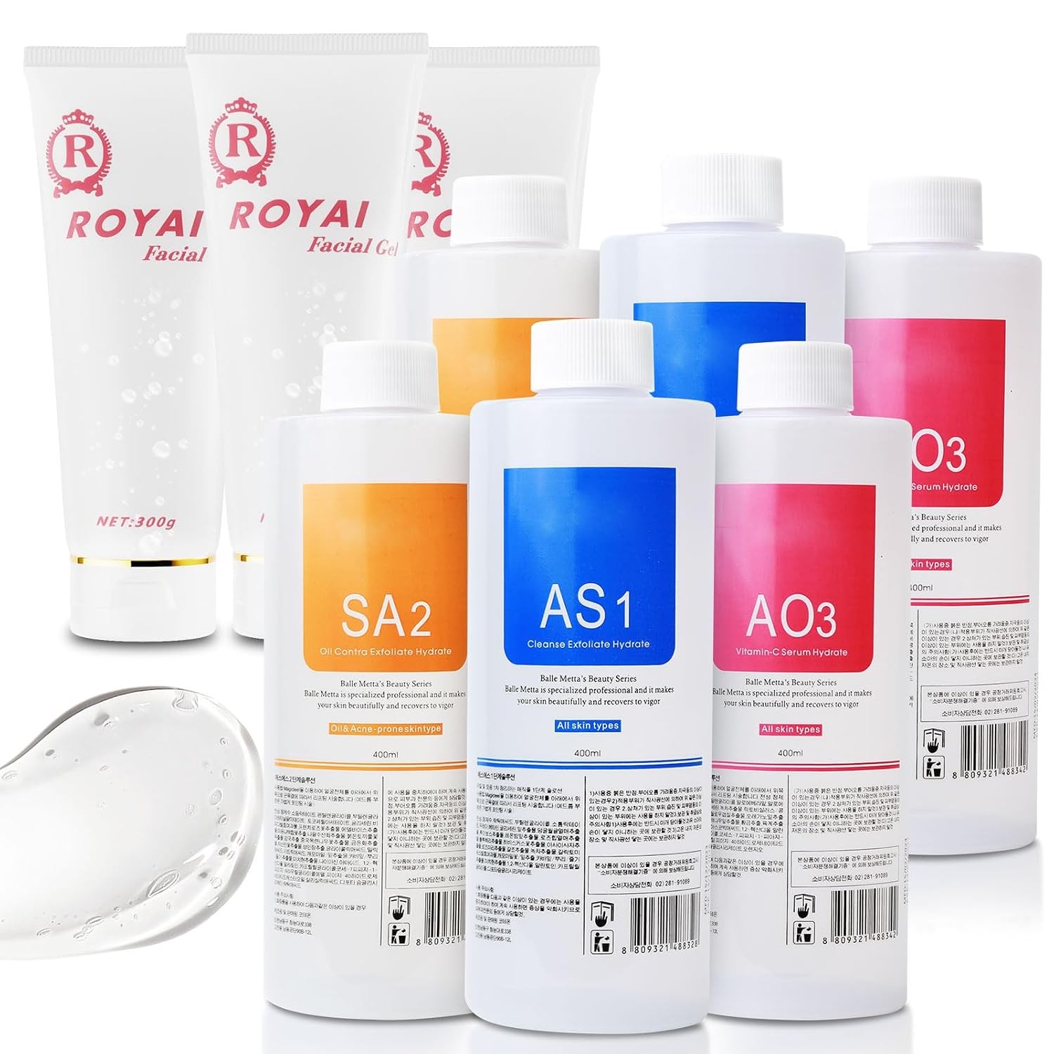 Aqua Peeling Solution AS1 SA2 AO3 Dermabrasion 6*400ML+ 3 Faical Gels