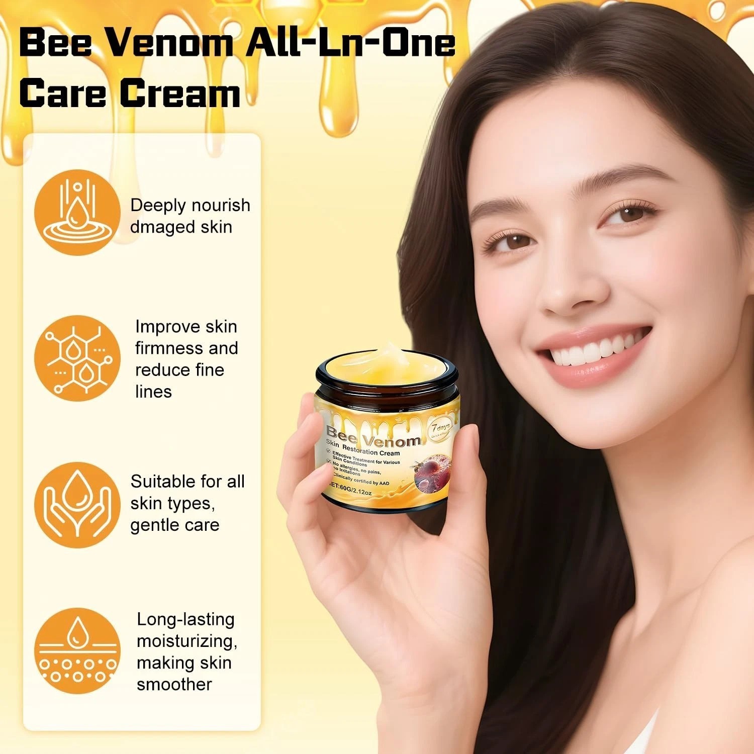 2PCS Bee Venom Skin Restoration Cream, Bee Venom Skin Treatment Cream, Effective