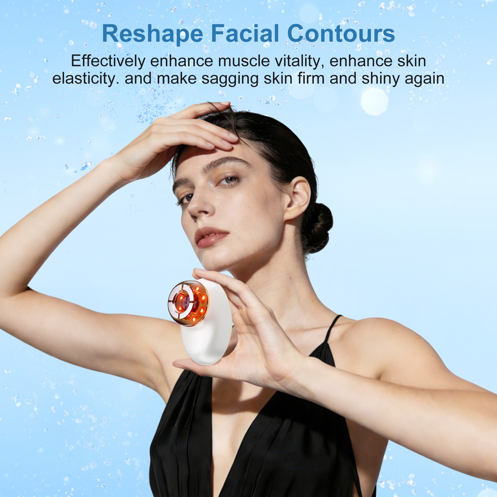 Microcurrent Facial Massager 7 Color LED Light Therapy Vacuum Skin Lift