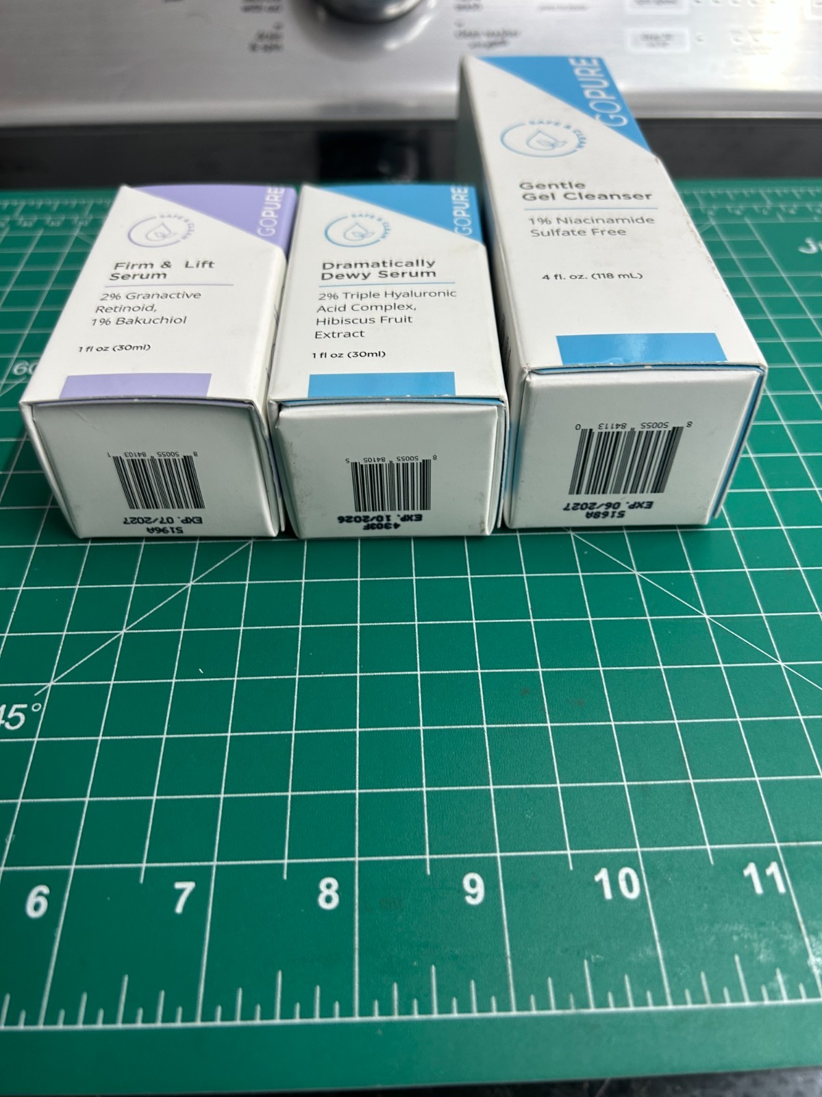 3-pack GoPure Hyaluronic Acid Firm Lift Dramatically Dewy Serum 1oz Gel Cleanser