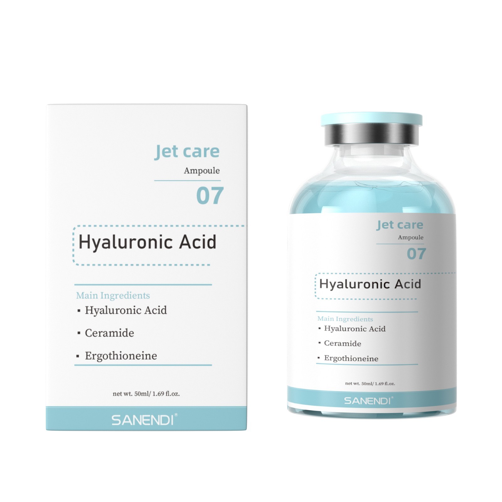 SANENDI Jet Care 07 Hyaluronic Acid Ampoule Serum, 50ml Deep Hydrating Barrier