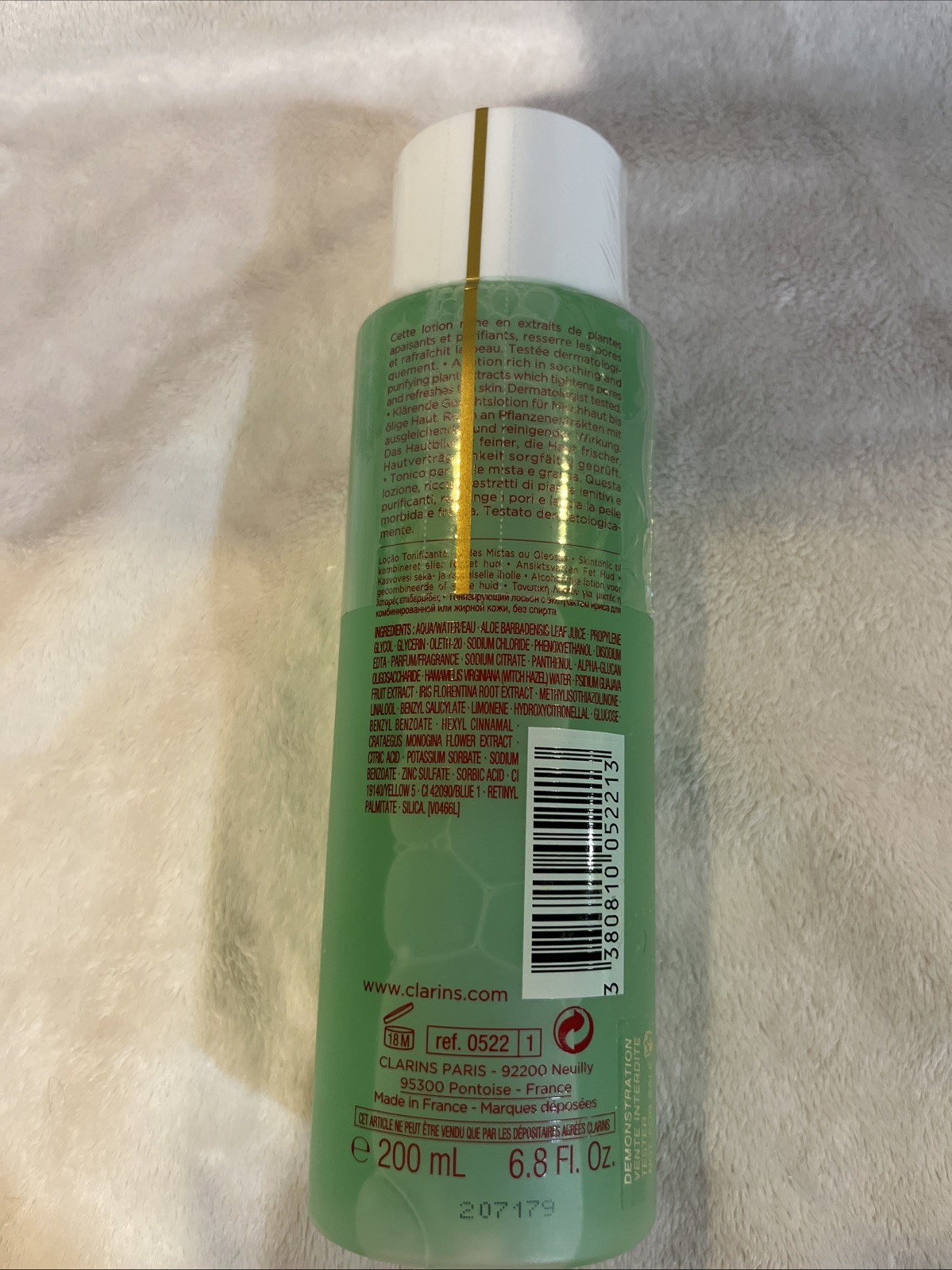 CLARINS PARIS TONING LOTION 200ml/6.8 Fl oz with IRIS ALCOHOL-FREE Sealed New
