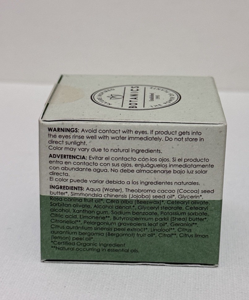 Botanics 81% Organic Rosehip Hydrating Day Cream All Skin Types 1.69 Oz, New