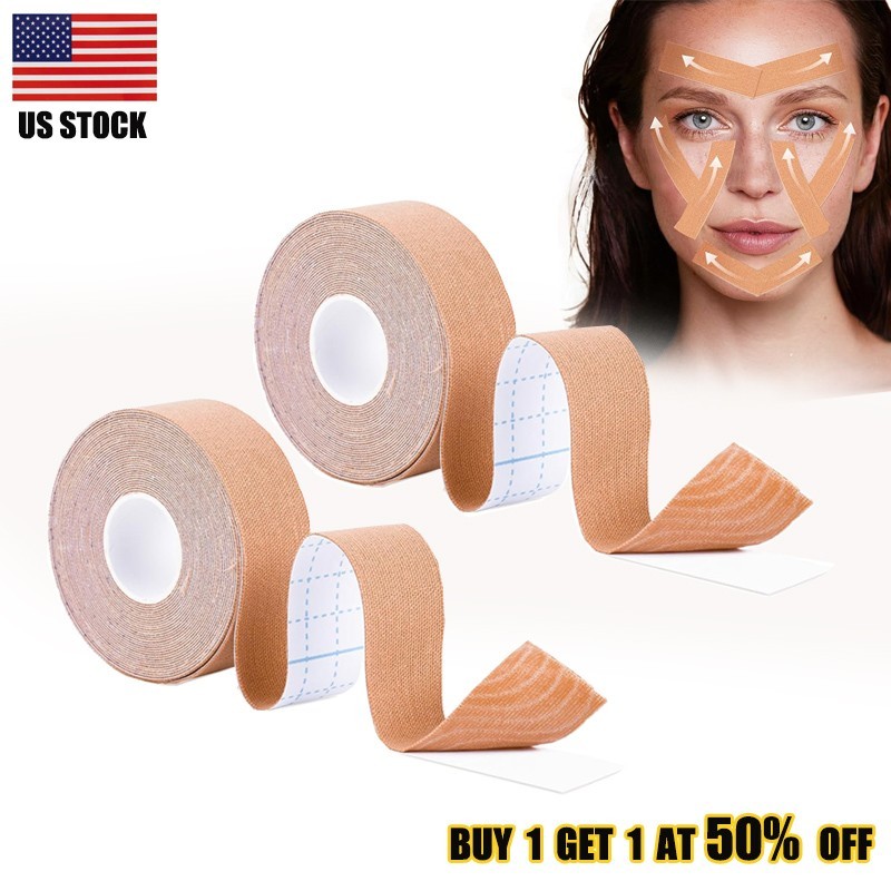 2Rolls Anti-Wrinkle Tape Facial Myofascial Lift Tape Anti Wrinkle Patches 2.5cm