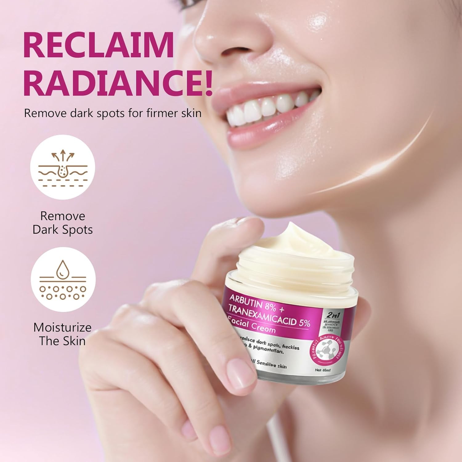 Arbutin 8% & Tranexamic Acid 5% Cream, Help Fade Dark Spots, Freckles, Blemishes