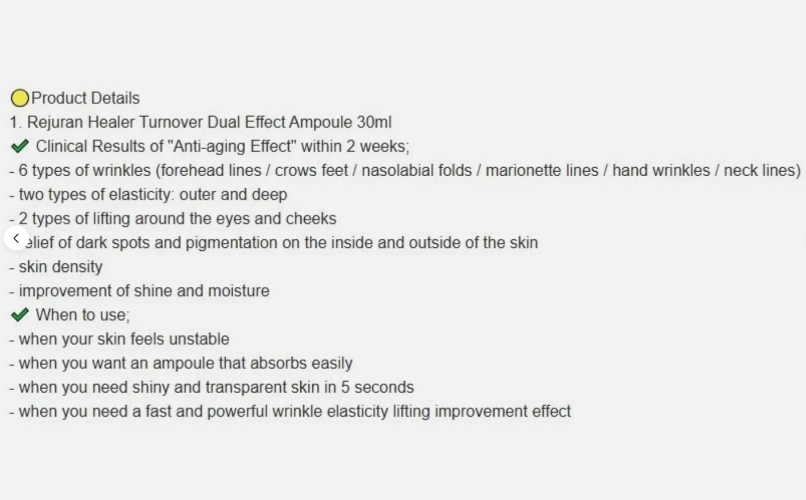 REJURAN Turnover Ampoule Dual Effect 30ml Anti-Aging Ampoule c-PDRN Ampoule