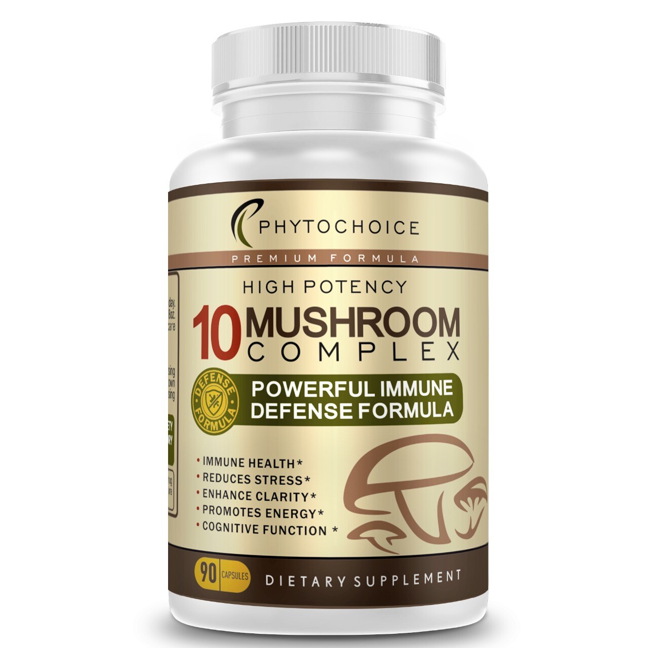 Defense10 Mushroom Complex Supplements Immune Support Lions Mane Reishi Maitake