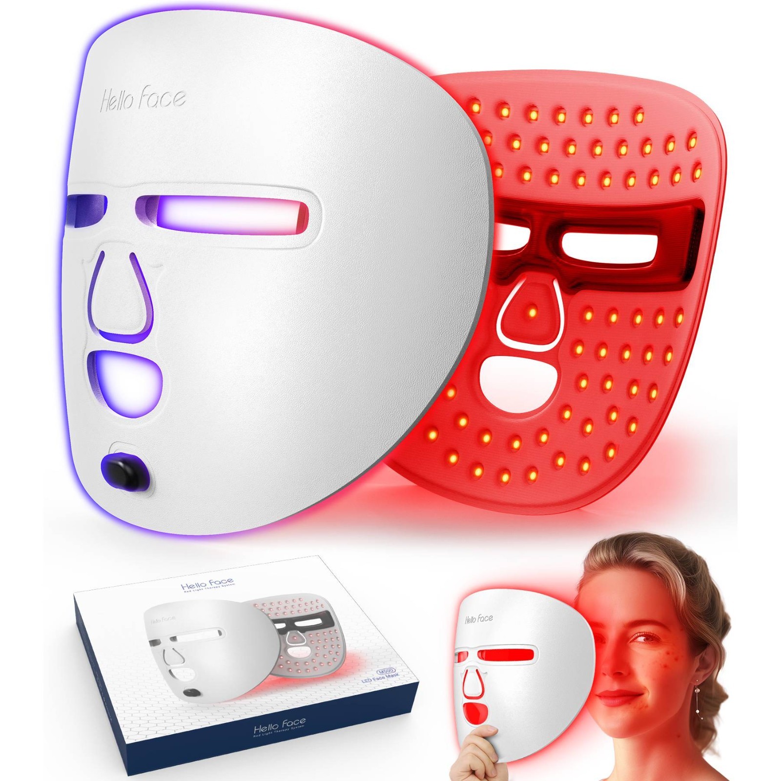 LED Face Mask Red Light Therapy Skin Rejuvenation Anti Aging Portable Home Use