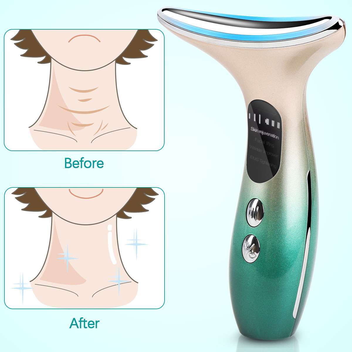 Wrinkle Remover LED Skin Therapy Device for Neck and Face Anti Wrinkle Beauty