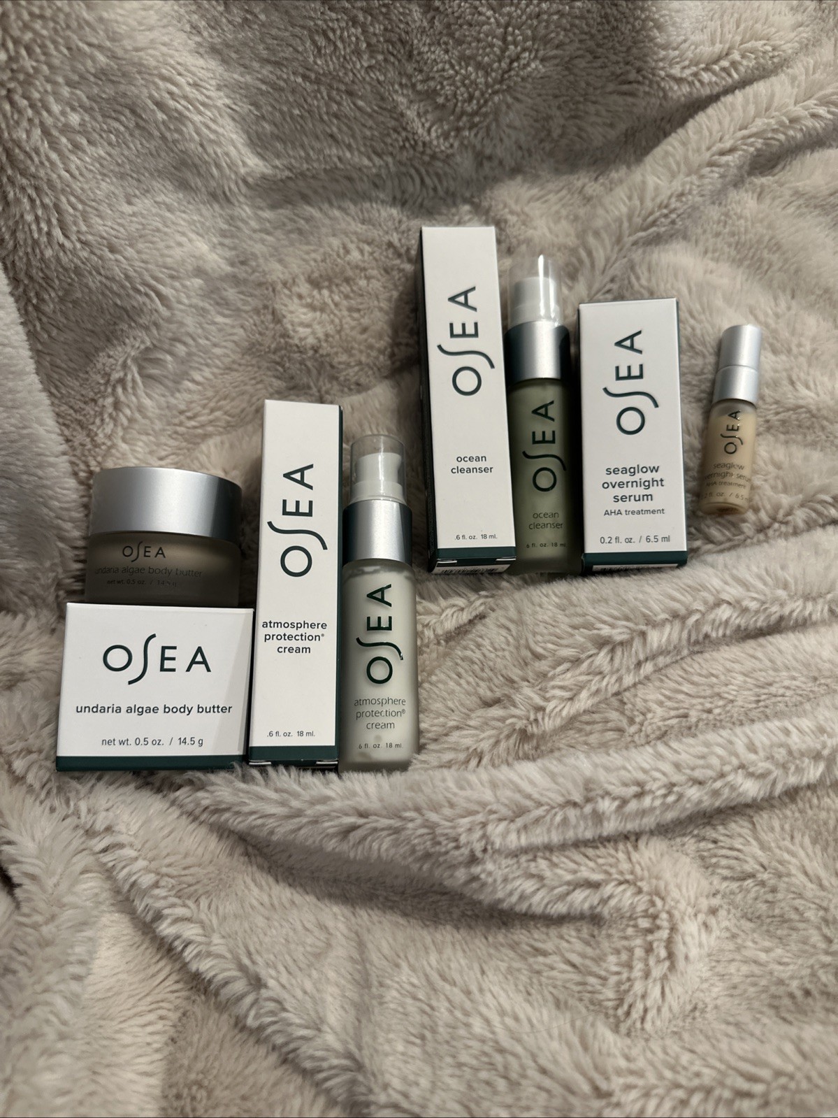 OSEA LOT Of 4 Undaria Algae Body Butter Atmosphere Cream, Cleanser, AHA Serum