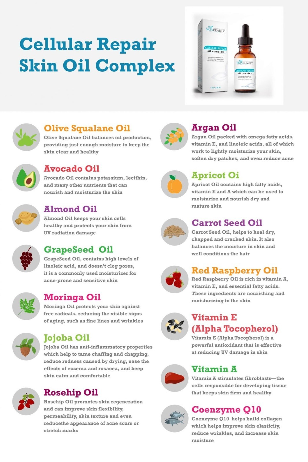 Ultimate Organic Repair Oil Complex with C, E Vitamin & Hyaluronic Acid