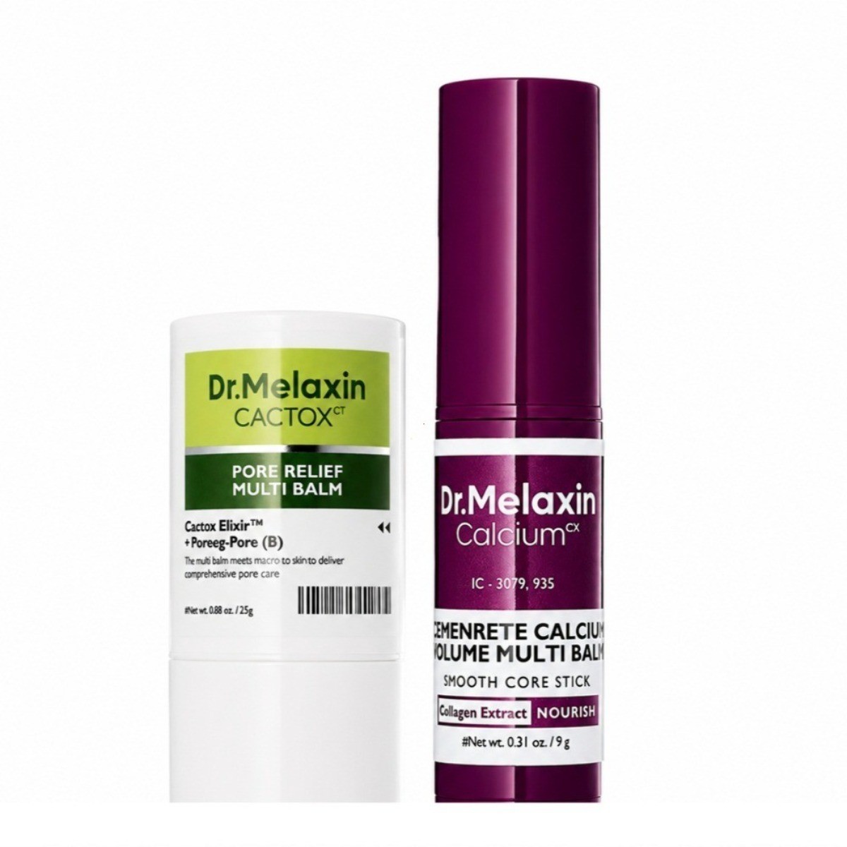 Dr.Melaxin Cactox Pore Relief & Calcium Collagen Volume Balm Stick Duo
