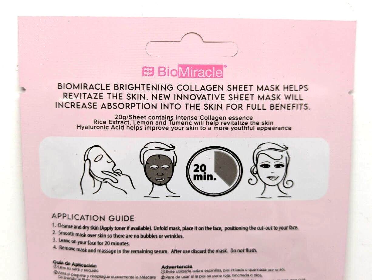 10ct BioMiracle Korean Skin Firming Hydrating Collagen Face Mask Reduce Wrinkle
