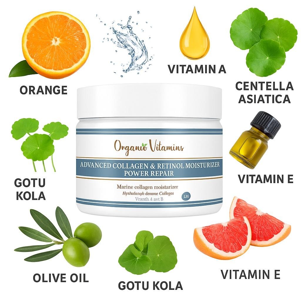 2 jar 8 oz COLLAGEN organic v CREAM, no SNAIL GEL Cream COLAGEN Retinol Cream