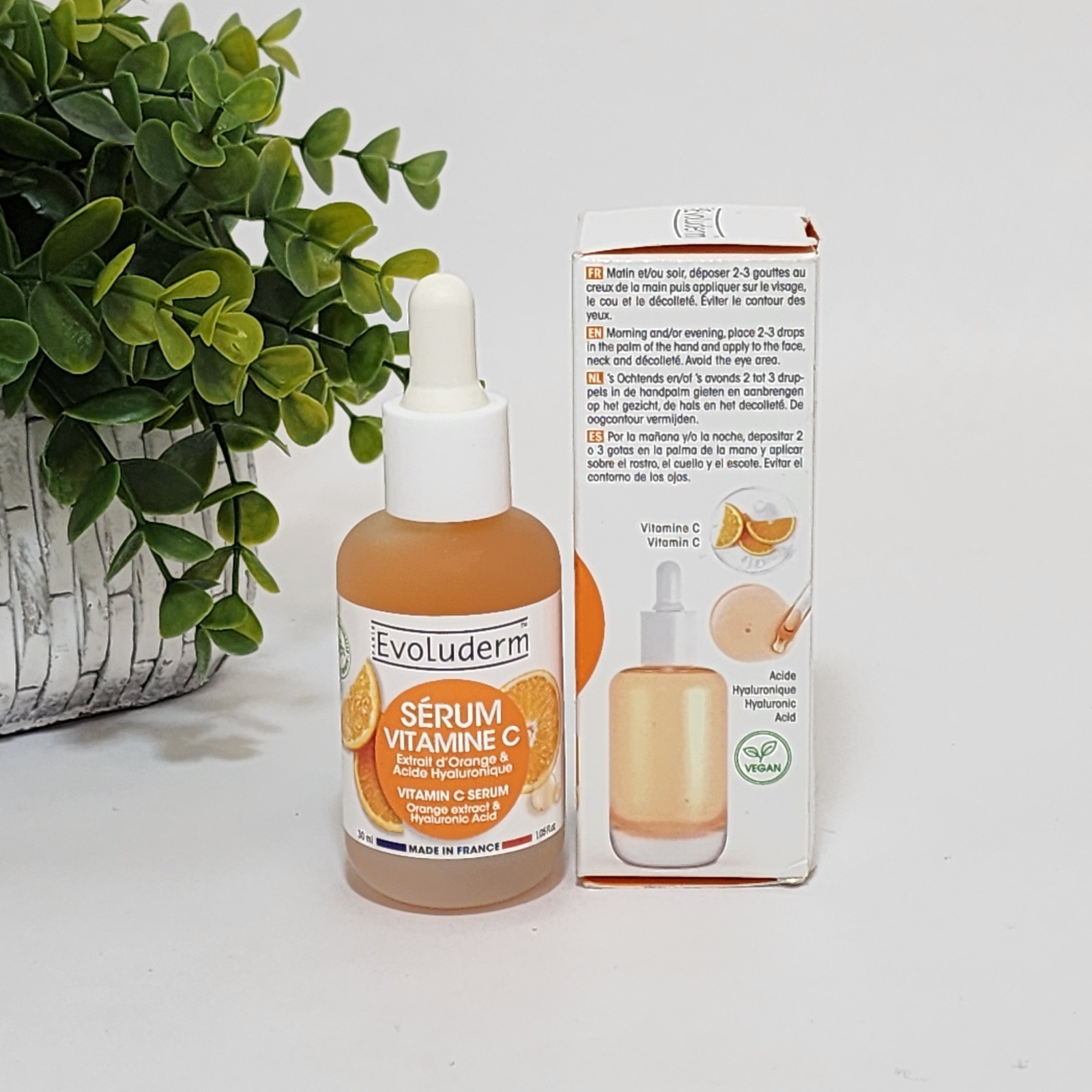 Evoluderm Vitamin C Serum with Orange Extract & Hyaluronic Acid 1.05 fl oz Vegan