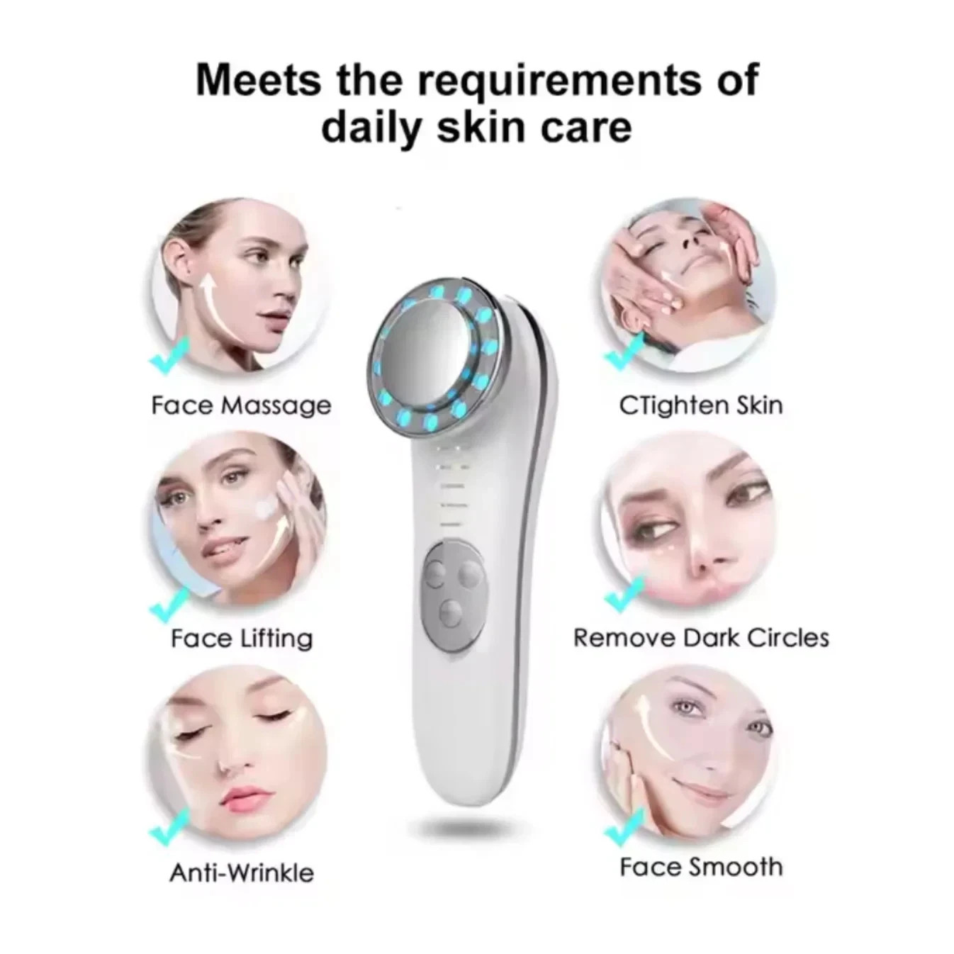 Microcurrent Facial Device 5-in-1 Face Massager Skin Tightening Lifting Tool