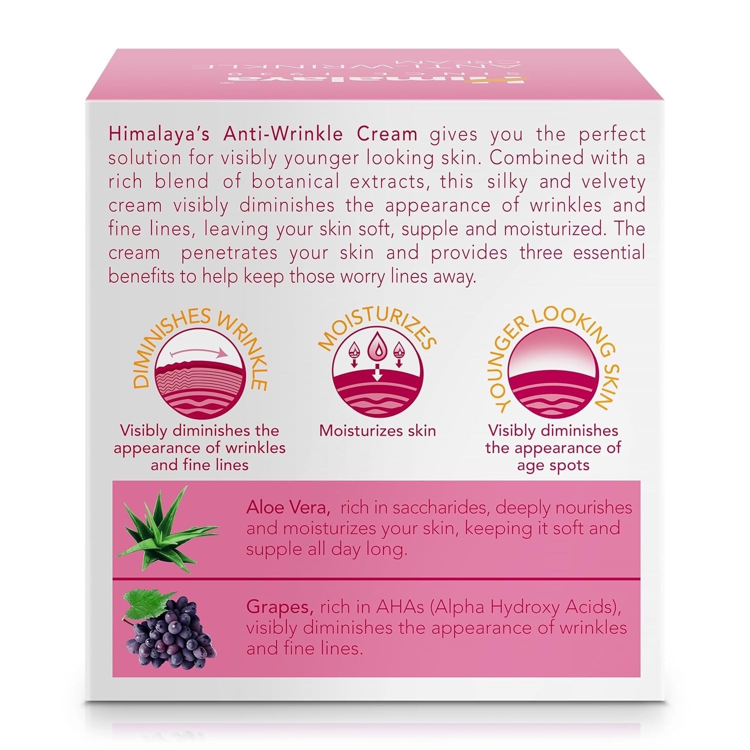 Himalaya Herbals Anti-Wrinkle Cream 50 g | Aloe & Grape | Reduces Fine Lines
