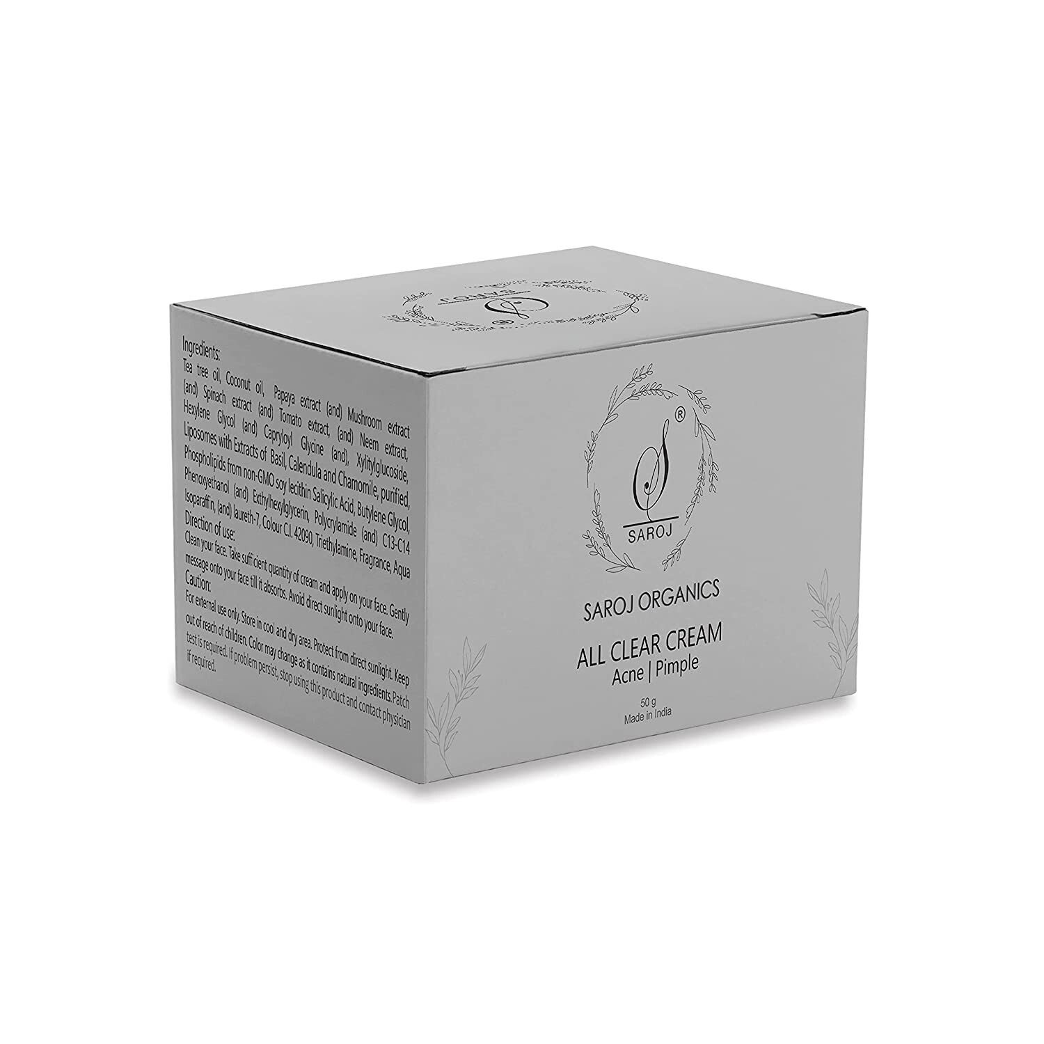 Saroj Organics All Clear Cream, 50gm,for men and women LONG EXPIRY