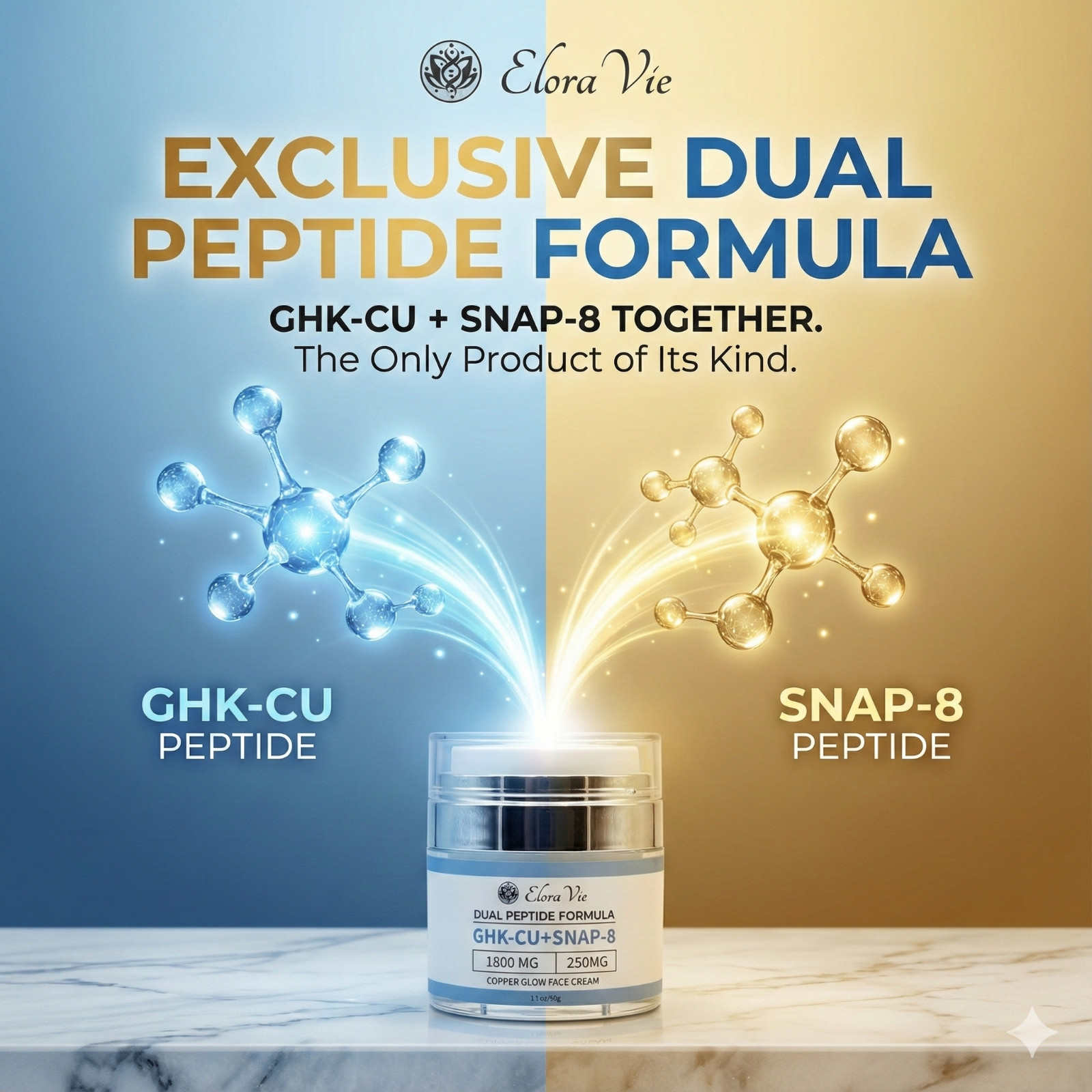 GHK-CU + SNAP-8 Dual Peptide Anti-Aging Copper Glow Face Cream add Derma Roller