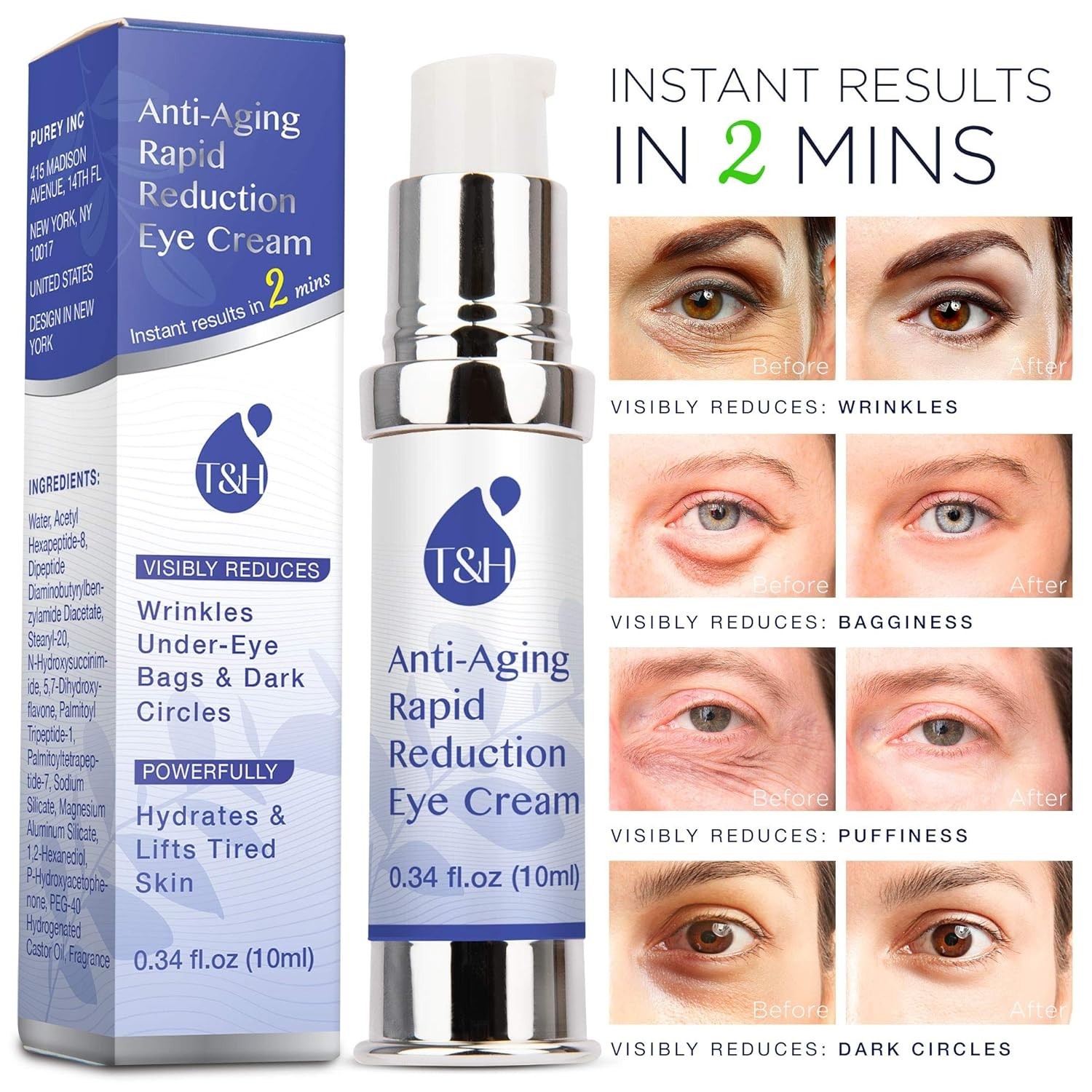 Anti-Aging Rapid Reduction Under-Eye Cream, Visibly and Instantly Reduces Wri…