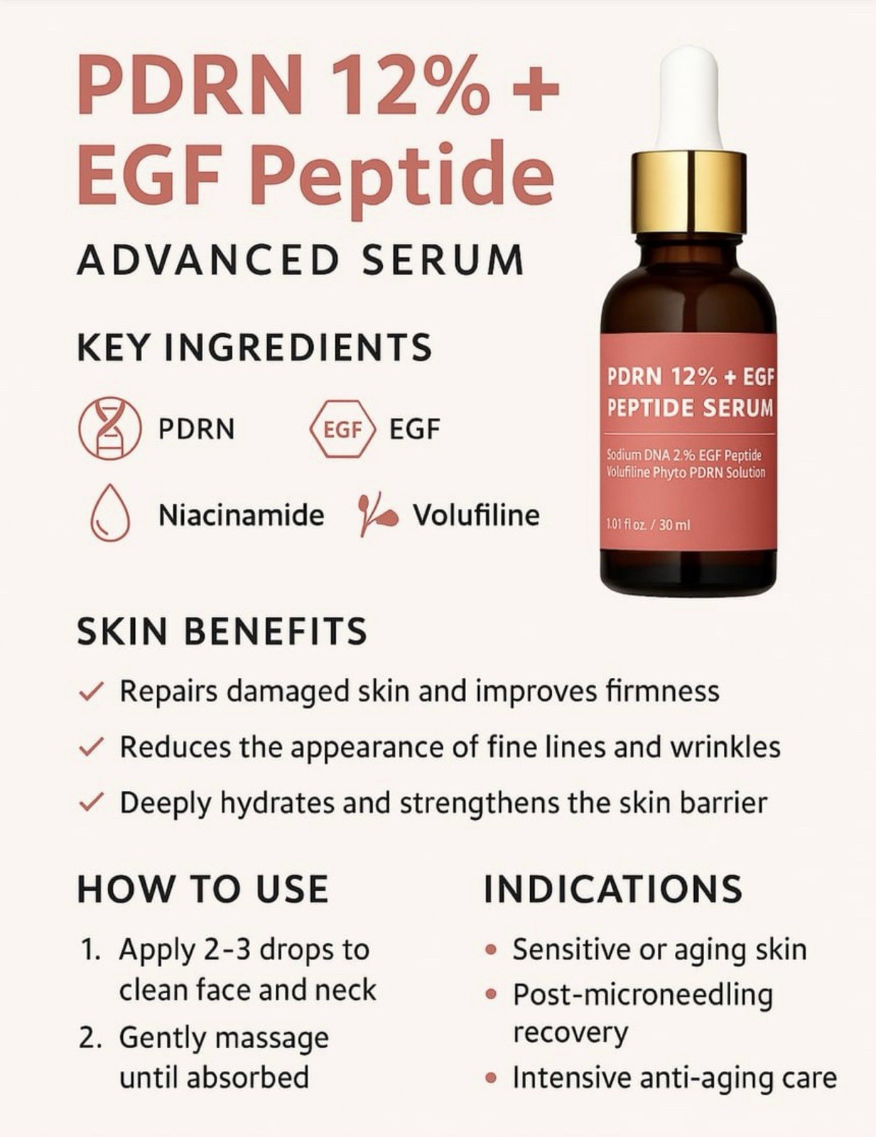 CELDYQUE PDRN 12% EGF PEPTIDE SERUM 30ml/ 1 fl. oz.