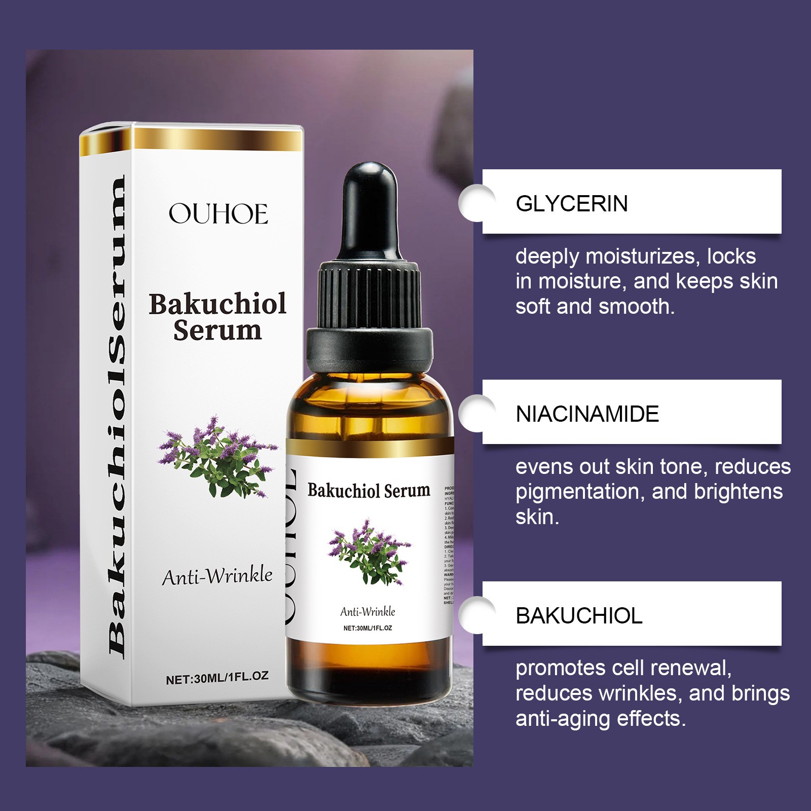 1~5x Bakuchiol Oil Organic Cold Pressed of 30,000 PPM Hydrating & Firming 30ml