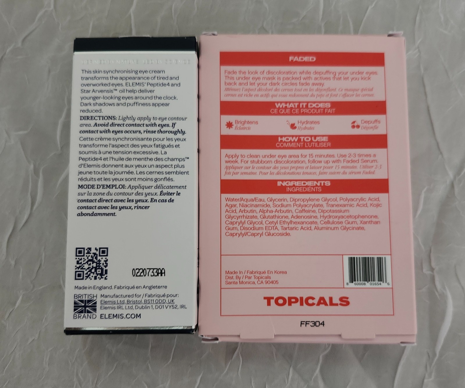Elemis Peptide4 Eye Recovery Cream 0.5oz + Faded Eye Masks (Set Of 2) New