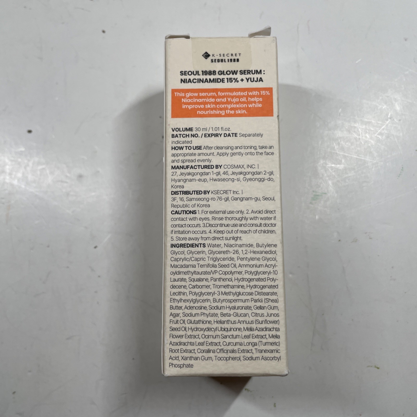 [K-SECRET] Seoul 1988 Glow Serum : Niacinamide 15% + Yuja – 30ml Exp 06/2028