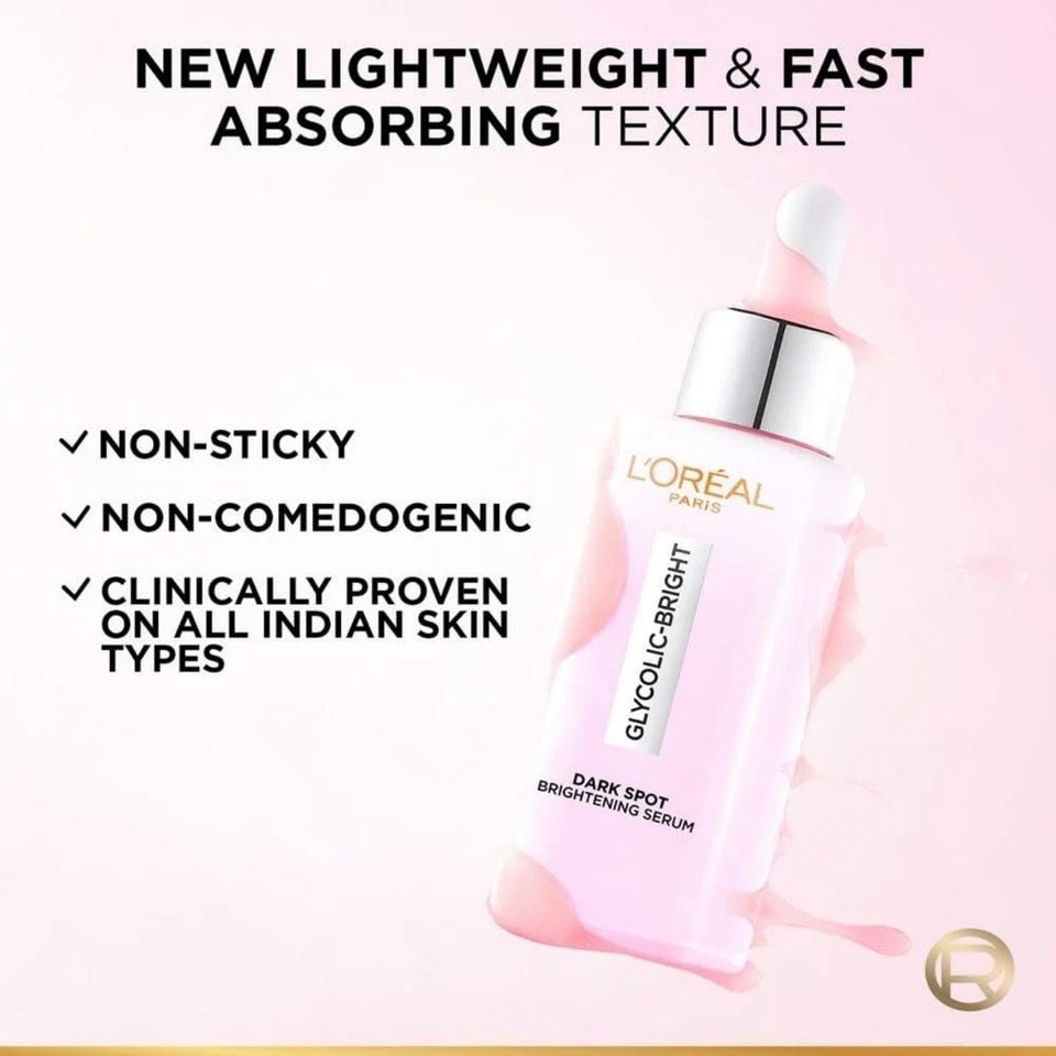 L’Oreal Paris Glycolic Bright 8% Face Serum for Brightening Dark Spots 30ml