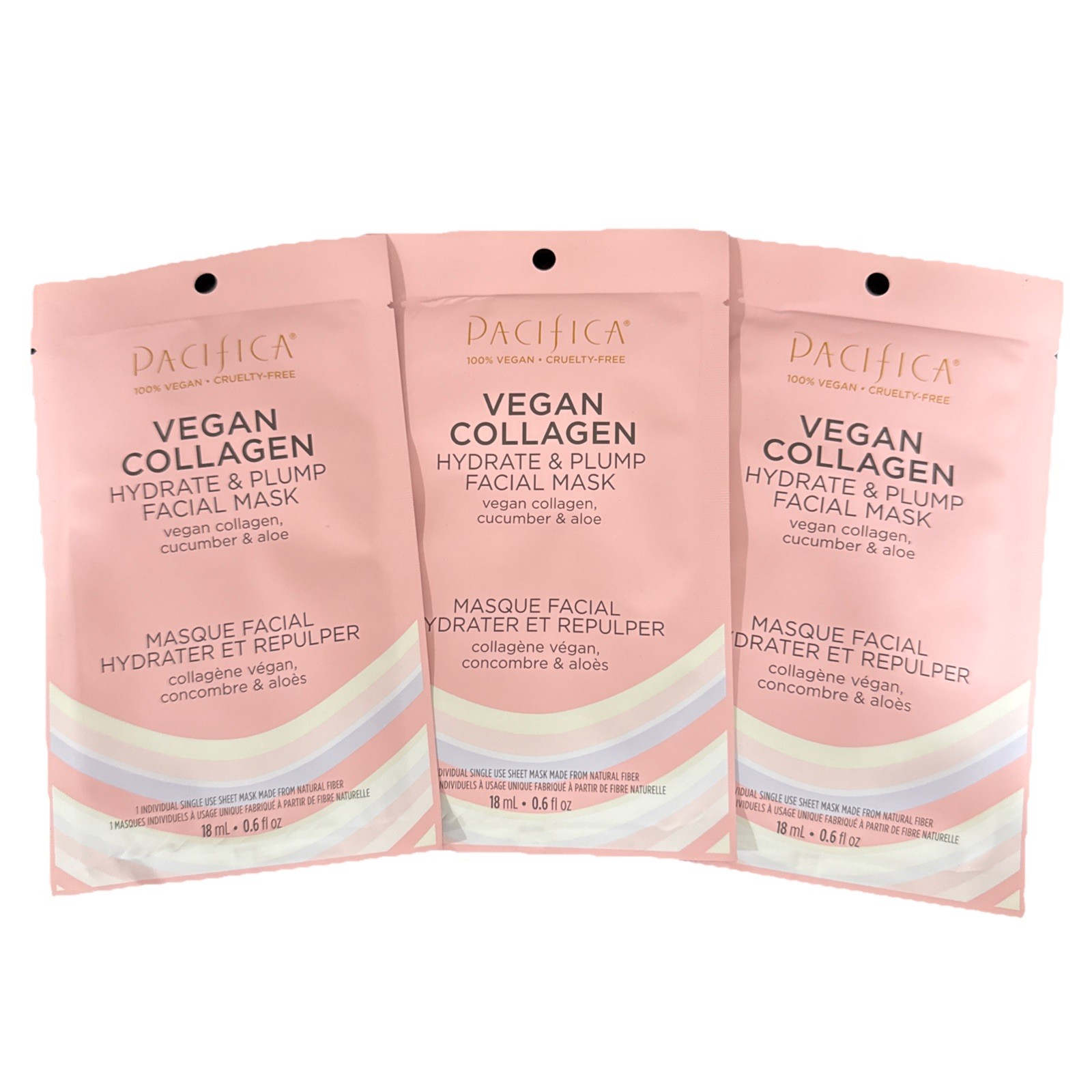 Pacifica Sheet Face Mask – Vegan Collagen Hydrate & Plump with Cucumber & Alo…