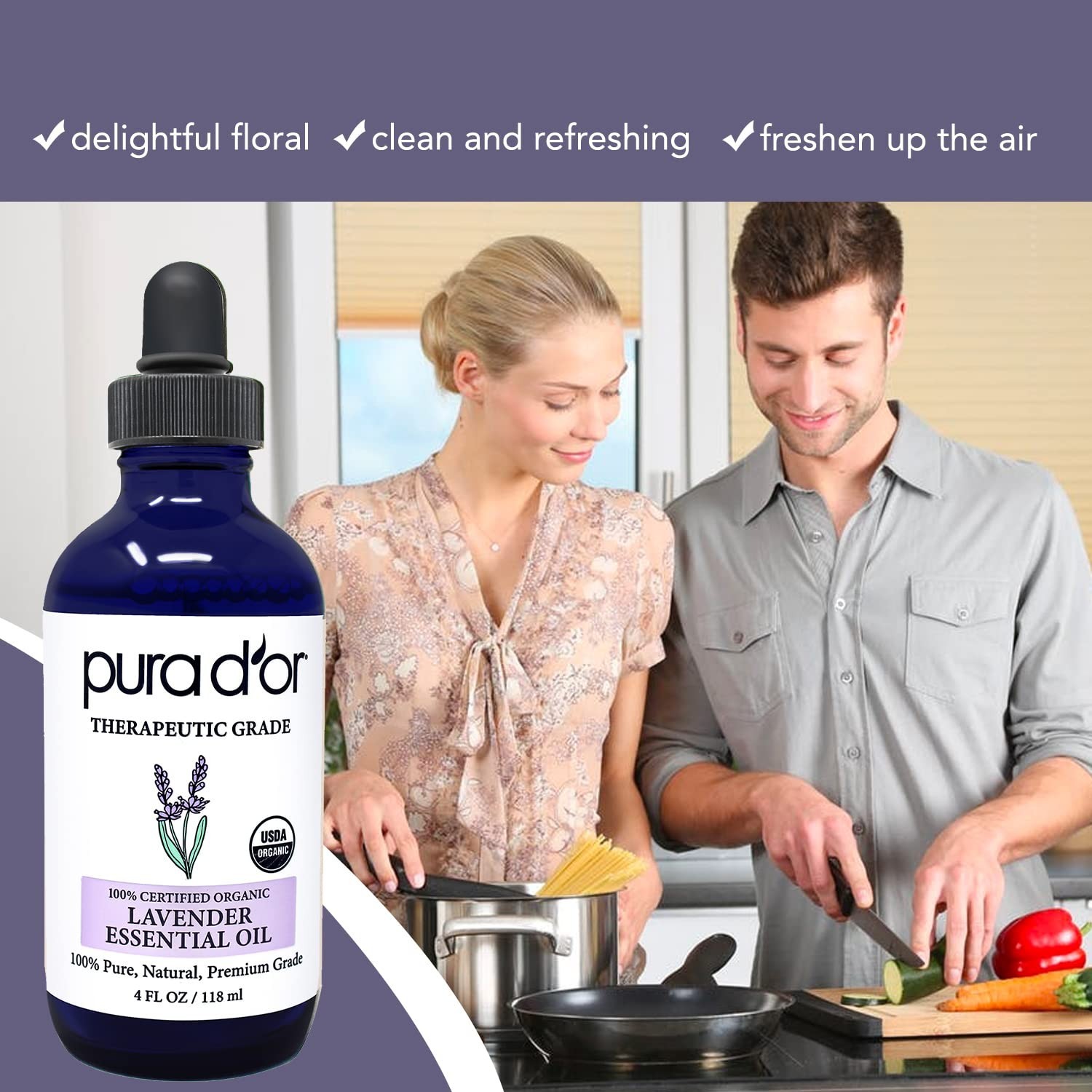PURA D’OR PURADOR Organic Lavender Essential Oil 4 fl oz