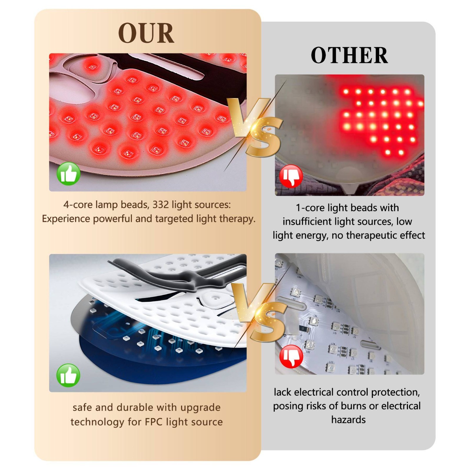 LED Face Mask Red Light Therapy Skin Rejuvenation Anti Aging Portable Home Use