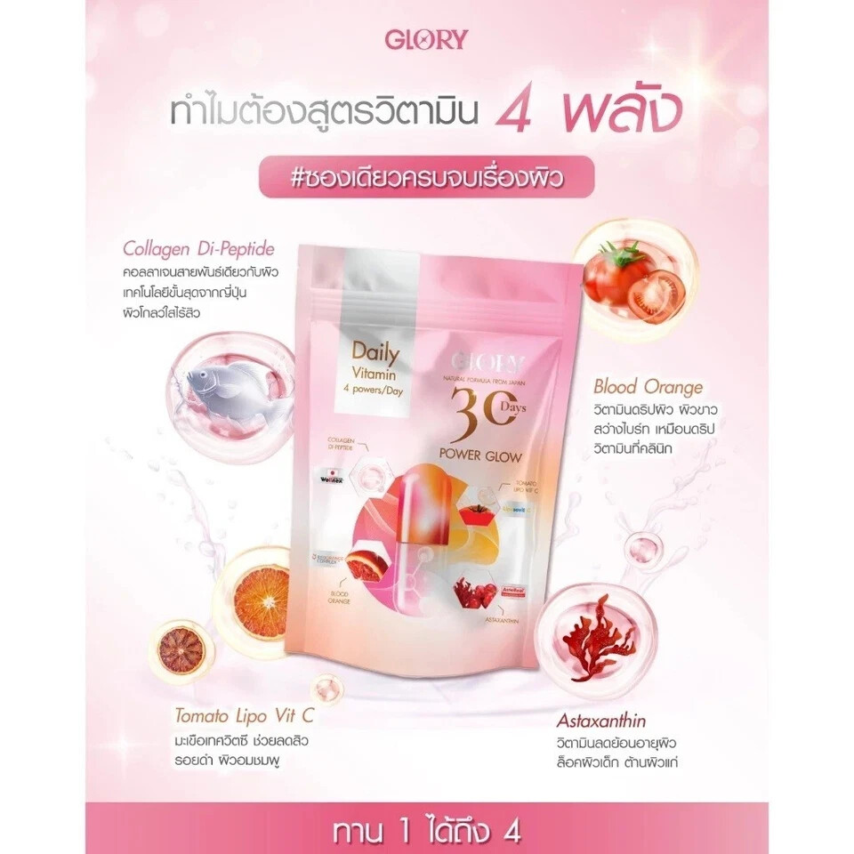 1 Pack Glory Collagen 30 Days Skin Glow Anti-Aging Beauty & Wellness Supplement