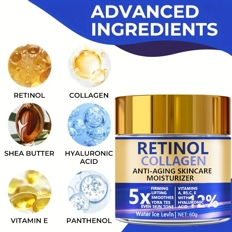 Retinol Collagen Moisturizing Cream 60g/2.12oz – Face Cream with Hyaluronic Acid