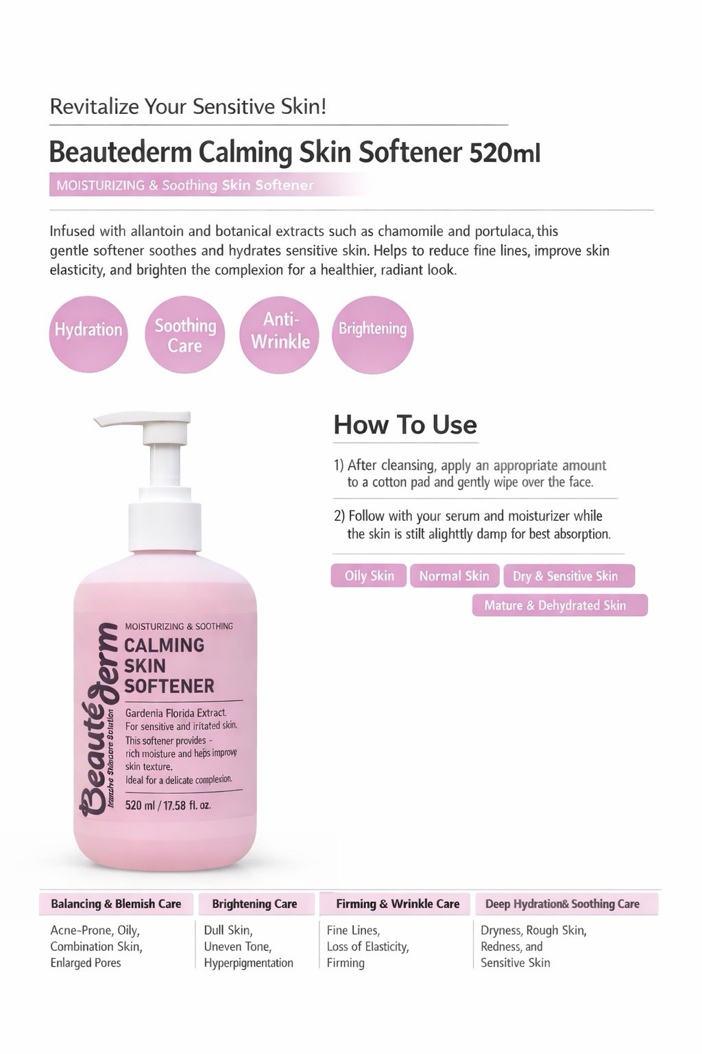 Beautederm Calming Skin Softener 520ml