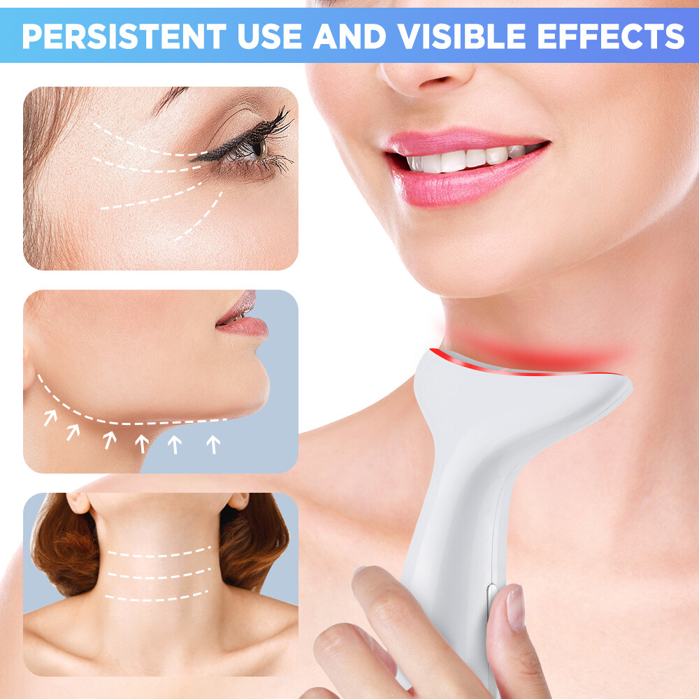 Neck Face Lifting Massager Skin Tighten Device LED and Anti Wrinkle Double Chin