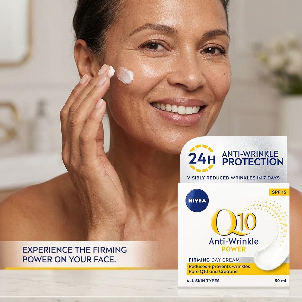 NIVEA Q10 Power Anti-Wrinkle Firming Day Cream SPF15 50ml Skincare-PACK OF 5