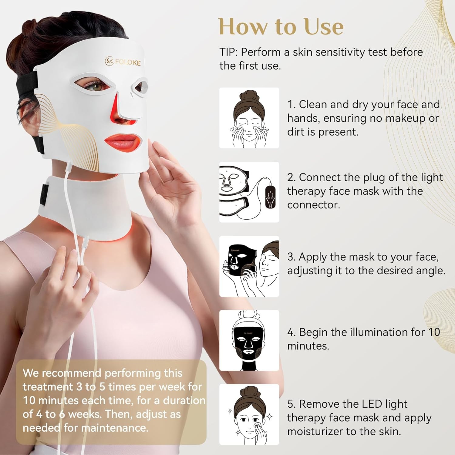 LED Light Therapy Mask Skin Care, Leds Face Mask & Neck Mask Red – Wavelength fo