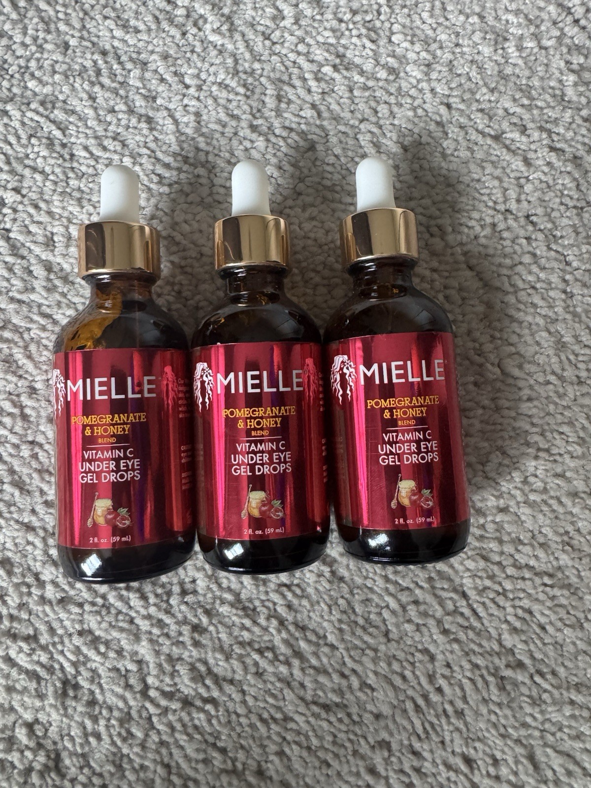 4 PACK Mielle Organics Pomegranate Honey Blend Vitamin C Under Eye Gel Drops 2oz