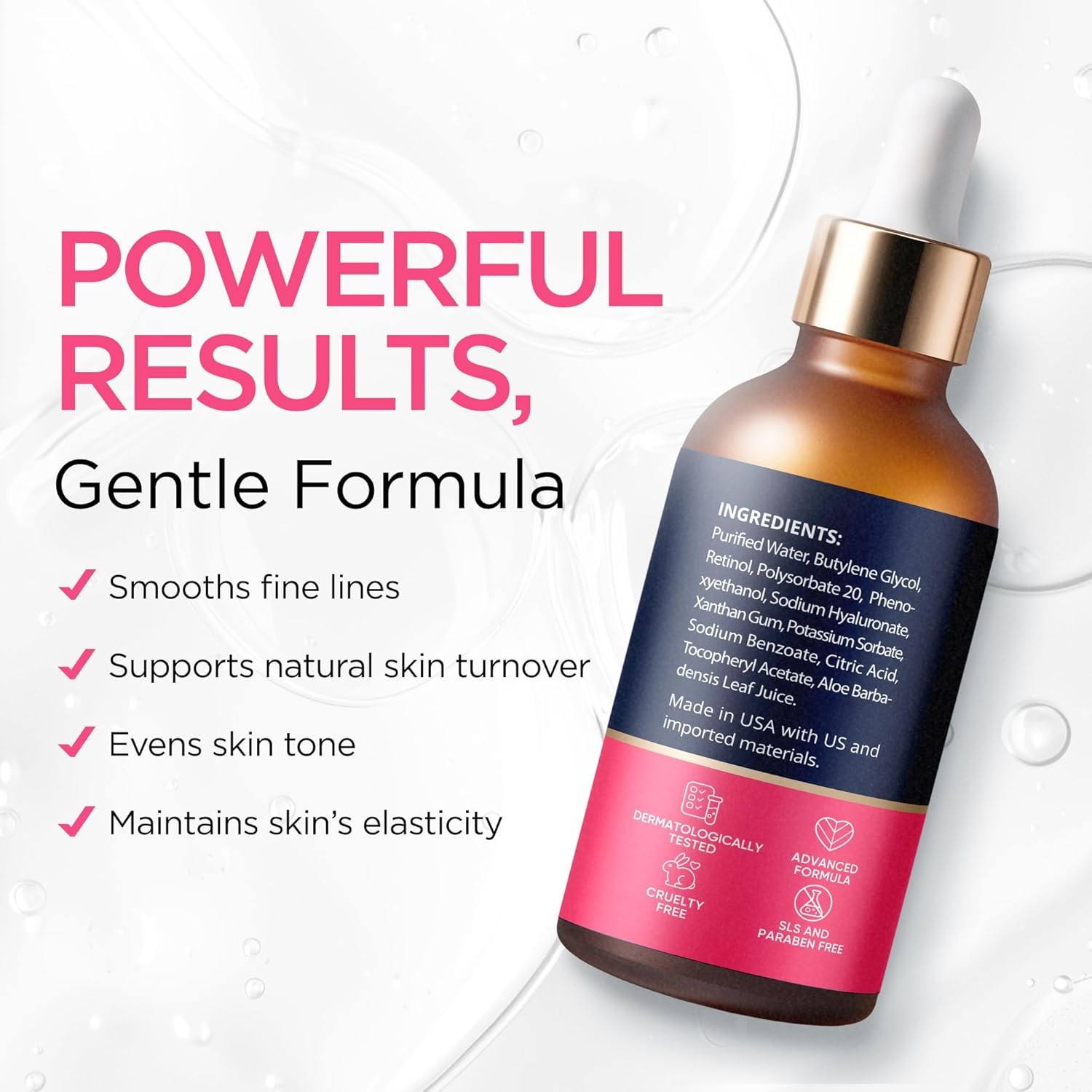 Retinol Serum for Face with Hyaluronic Acid, Vitamin E & Aloe Vera Anti-Aging Se